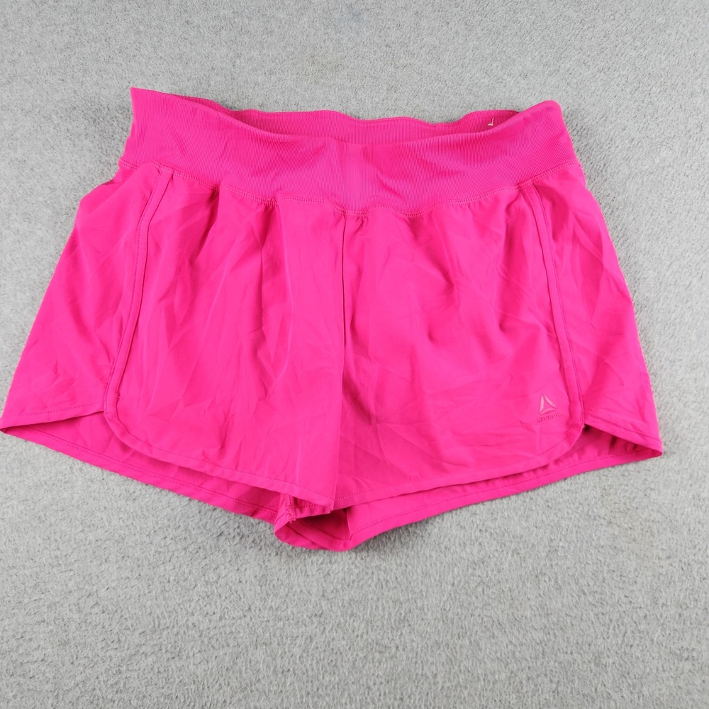 Reebok Athletic Shorts Womens XL Pink Running Gym Ribbed Waist Gym Athleisure